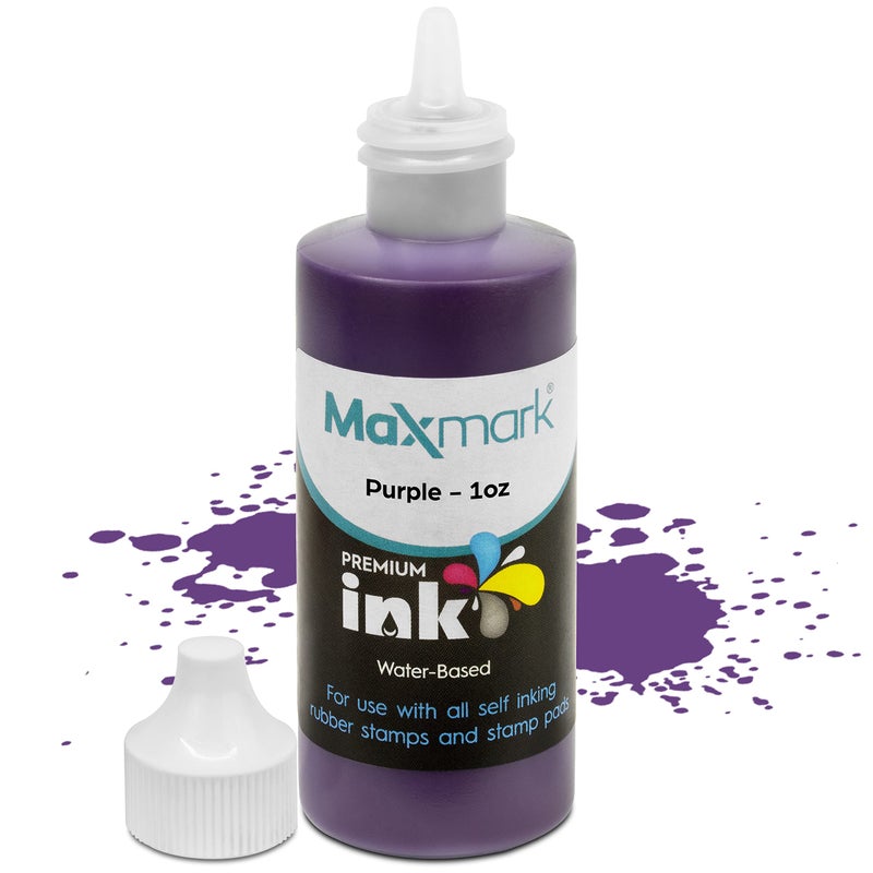 ماكس مارك حبر MaxMark Premium Refill للطوابع ومنصات الطوابع ذاتية التحبير، اللون الأرجواني - 1 أونصة. - Image 1